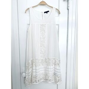 Anthropologie Sanctuary Boheme Dress White Sleeveless Lace Crochet / Size XL